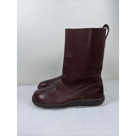 BORN Womens 9.5M Brown Pebbled Leather Boots W6807 Calf High Slouch Comfort Chic - Picture 4 of 14